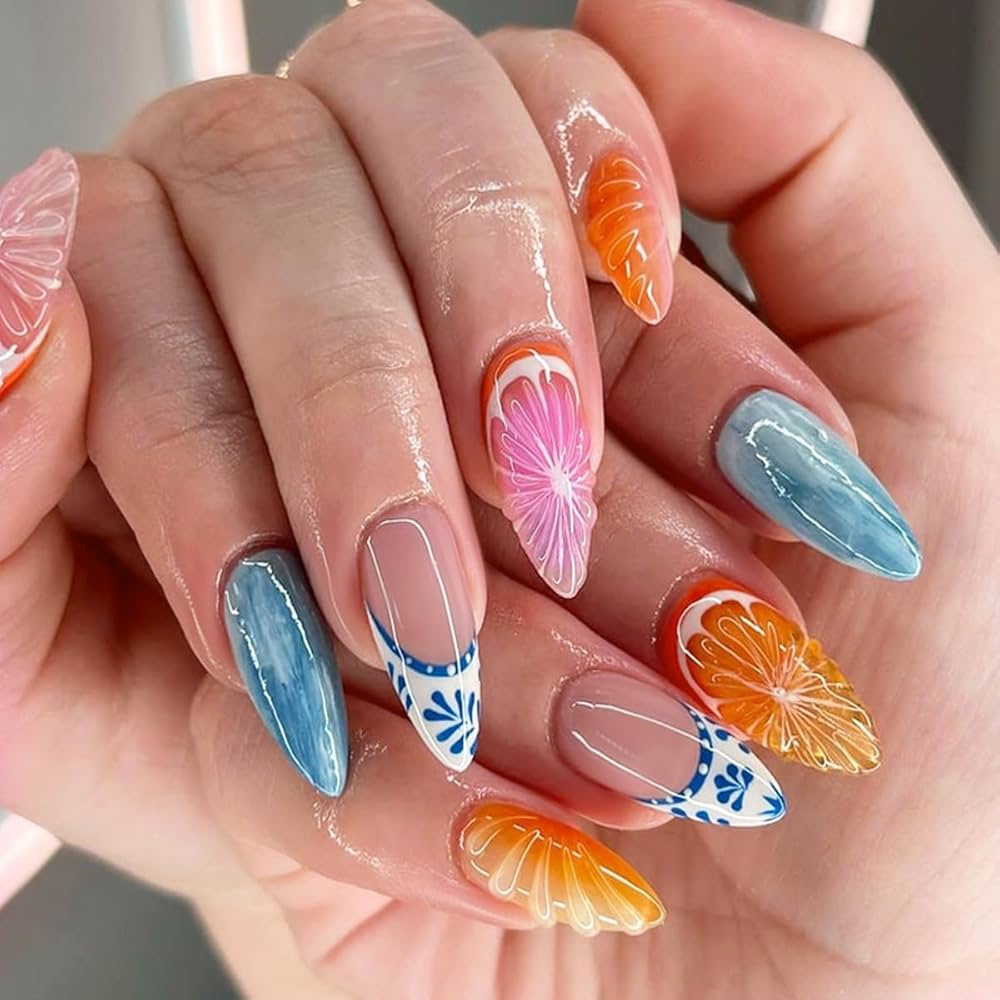 Professional custom nail art designs by NXS Nails featuring detailed patterns and premium quality