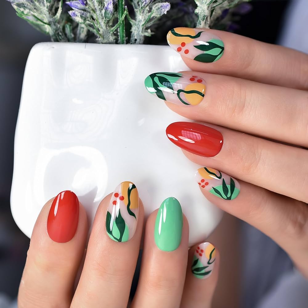 Handmade press-on nails with custom artwork and personalized designs for beauty brands